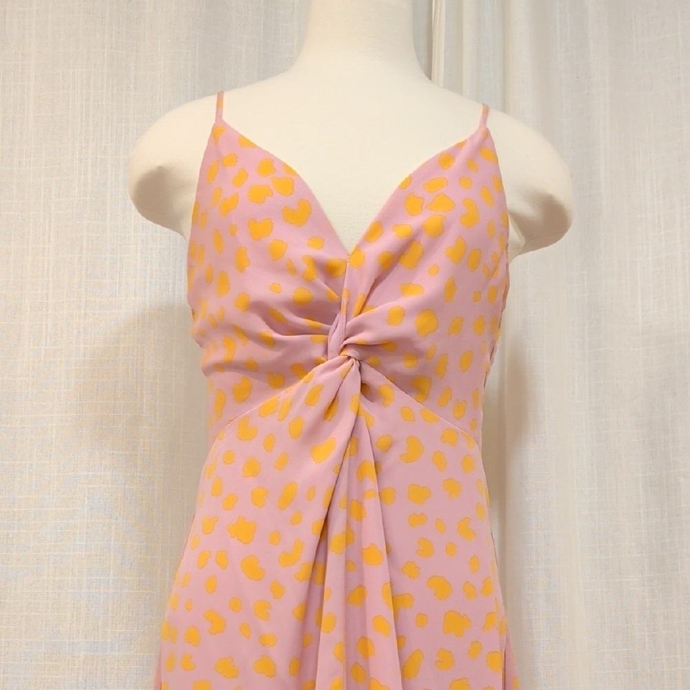 NWOT Pastel Dress Pink & Orange Midi Dress Knot Sleeveless